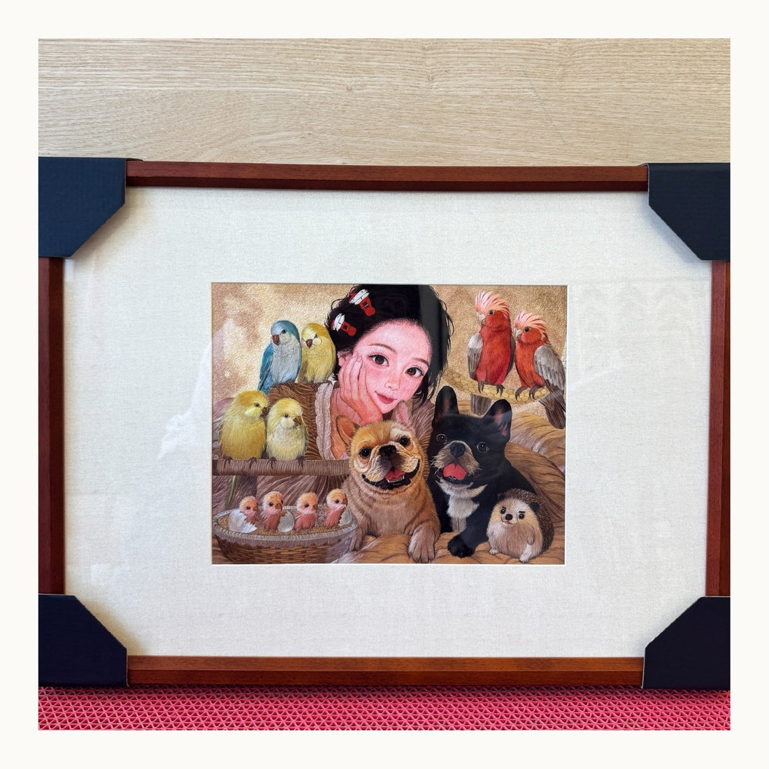 Finished custom AI portrait in warm-white presentation