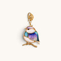 Front view of purple magpie Su-embroidery pendant